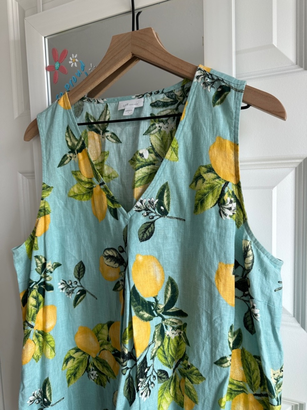 J. Jill Lemon Print Sleeveless Light Blue Dress - Picture 5 of 8